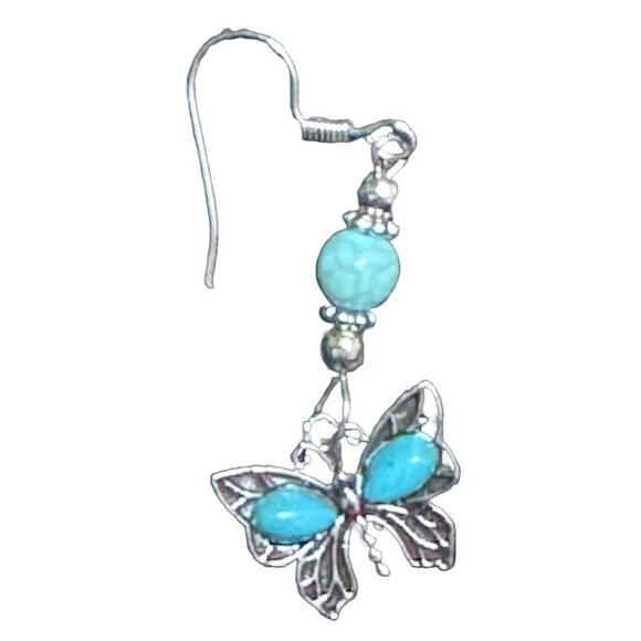 IRAMAT Turquoise Butterfly Earrings - Blue Stone Jewelry for Women - Picture 3 of 5